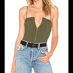 Chrissy Teigen X Revolve Simone Bodysuit in Olive